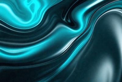 The primary subject of the image is a blue and silver ocean wave. The setting is a dark blue background, which creates a contrasting effect with the wave. The visual style is a combination of a photo and digital art, as the wave appears to be a blend of both. The dominant colors are blue and silver, giving the image a calm and serene atmosphere.