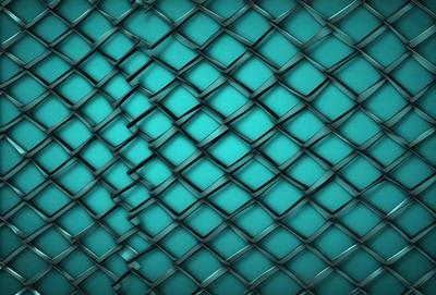 The primary subject of the image is a blue, woven fabric with a pattern of interlocking diamonds. The setting is a close-up of the fabric, showcasing its intricate design. The visual style is a detailed, textured representation of the fabric, which gives it a unique and artistic appearance. The colors and mood of the image are predominantly blue, creating a calm and serene atmosphere.