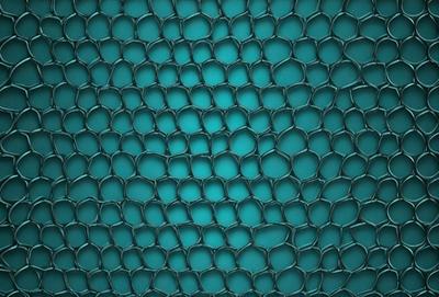 The primary subject of the image is a close-up of a blue, textured surface. The setting appears to be a wall or a piece of artwork, with a patterned texture that resembles a fish scale. The visual style of the image is a close-up, which emphasizes the intricate details of the blue surface. The colors in the image are predominantly blue, creating a calm and serene atmosphere.