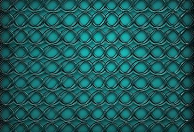 The primary subject of the image is a patterned wallpaper with a blue background. The setting is a room with a blue wall, and the visual style is a close-up of the wallpaper. The colors and mood of the image are predominantly blue, creating a calm and soothing atmosphere.