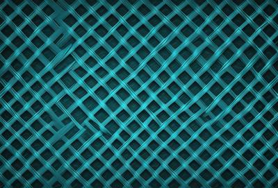 The primary subject of the image is a blue mesh pattern, which is the main object, scene, or focus of the image. The setting or background is a blue mesh pattern, and the visual style is a photo. The dominant colors and overall atmosphere are blue and dark, creating a moody and mysterious ambiance.