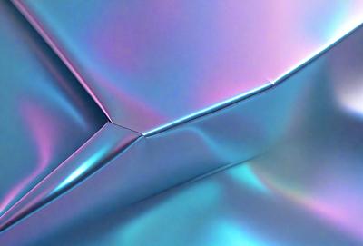 The primary subject of the image is a blue, shiny, and reflective surface. The setting is a room with a blue wall, and the visual style appears to be a photo. The colors and mood of the image are predominantly blue, creating a calm and serene atmosphere.