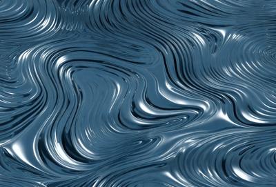 The primary subject of the image is a blue, rippling surface that appears to be a water surface, such as a pool or ocean. The setting is a blue background, which adds to the overall atmosphere of the image. The visual style is a combination of a photo and digital art, creating a unique and captivating visual effect. The colors and mood of the image are predominantly blue, giving it a calm and serene appearance.