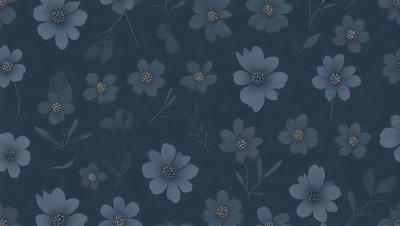 The primary subject of the image is a blue floral pattern, featuring a variety of flowers. The setting is a blue background, which complements the flowers and adds to the overall visual style. The flowers are depicted in a digital art or illustration format, creating a vibrant and lively atmosphere. The dominant colors in the image are blue and white, with the flowers adding pops of color.
