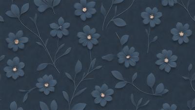 The primary subject of the image is a blue floral pattern, featuring a variety of blue flowers. The setting is a blue background, which complements the blue flowers. The visual style is a combination of digital art and illustration, creating a unique and eye-catching design. The dominant colors are blue and white, giving the image a calm and soothing atmosphere.