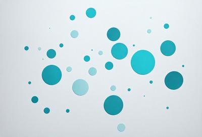 The primary subject of the image is a pattern of blue circles on a white background. The circles are scattered throughout the scene, creating a visually appealing and cohesive design. The setting appears to be a white wall, which serves as the perfect backdrop for the blue circles. The visual style of the image is a combination of digital art and illustration, as the circles are created with precision and attention to detail. The overall atmosphere of the image is calm and serene, with the blue circles providing a sense of tranquility and