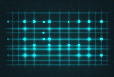 The primary subject of the image is a blue grid pattern. The setting is a dark blue background, and the visual style appears to be a digital art or illustration. The dominant colors are blue and black, creating a calm and soothing atmosphere.