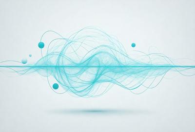 The primary subject of the image is a blue wave or sound wave, which is the main focus of the image. The setting is a white background, which provides a clean and minimalistic environment for the wave. The visual style is digital art, as the wave is depicted in a digital manner. The dominant colors are blue and white, creating a calm and soothing atmosphere.
