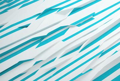 The primary subject of the image is a large, white, and blue wall with a patterned design. The setting is a room with a blue background, and the visual style appears to be a combination of digital art and illustration. The dominant colors are blue and white, creating a calm and soothing atmosphere.