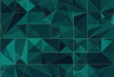 The primary subject of the image is a geometric pattern, featuring a combination of green and blue colors. The setting is a dark background, which contrasts with the bright colors of the pattern. The visual style appears to be a digital art or illustration, as the pattern is intricate and well-defined. The overall atmosphere of the image is calm and visually appealing, with the green and blue colors creating a sense of harmony and balance.