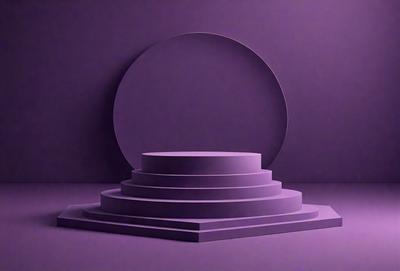 The primary subject of the image is a purple, three-dimensional structure, which appears to be a large, circular, or dome-shaped object. The setting is a purple background, which complements the color of the structure. The visual style of the image is a combination of photo and digital art, creating a unique and eye-catching presentation. The colors and mood of the image are predominantly purple, giving it a calm and serene atmosphere.