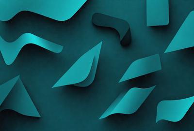 The primary subject of the image is a blue wall with a pattern of triangles and other shapes. The setting is a dark room, and the visual style appears to be a combination of digital art and illustration. The dominant colors are blue and black, creating a moody atmosphere.