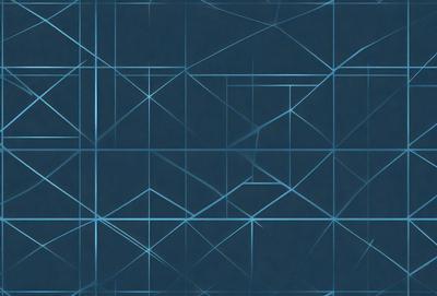 The primary subject of the image is a blue and white geometric pattern. The setting is a blue background, and the visual style appears to be a digital art or illustration. The dominant colors are blue and white, creating a calm and soothing atmosphere.