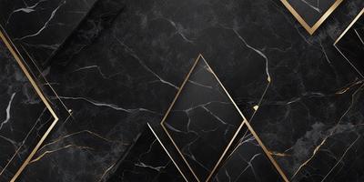 The primary subject of the image is a black and gold geometric pattern. The setting is a black and gold marble wall, which serves as the background. The visual style is a combination of digital art and illustration, creating a unique and intricate design. The dominant colors are black and gold, giving the image a sophisticated and elegant appearance.
