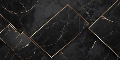 The primary subject of the image is a square piece of marble, which is the main object in the scene. The marble is placed on a black background, creating a striking contrast. The visual style of the image is a close-up of the marble, showcasing its texture and details. The colors in the image are predominantly black and gold, giving the scene a sophisticated and elegant atmosphere.