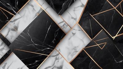 The primary subject of the image is a black and white marble pattern. The setting is a black and white marble surface, which serves as the background. The visual style is a combination of a photo and digital art, creating a unique and artistic representation of the marble pattern. The colors and mood of the image are predominantly black and white, giving it a classic and elegant appearance.