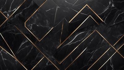 The primary subject of the image is a black and gold marble pattern. The setting is a black and gold marble wall, which serves as the background. The visual style is a close-up of the marble pattern, showcasing the intricate details of the design. The colors and mood of the image are predominantly black and gold, giving it a luxurious and elegant appearance.