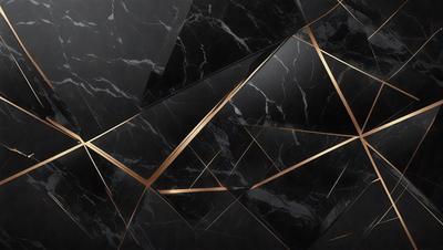 The primary subject of the image is a black and gold marble pattern. The setting is a black and gold marble wall, which serves as the background. The visual style is a close-up of the marble pattern, showcasing the intricate details of the design. The colors and mood of the image are predominantly black and gold, creating a luxurious and elegant atmosphere.