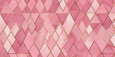 The primary subject of the image is a pink and gold patterned wallpaper. The setting is a room with a pink and gold wallpapered wall. The visual style is a close-up of the wallpaper, showcasing the intricate design. The dominant colors are pink and gold, creating a warm and inviting atmosphere.