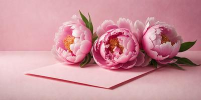 The primary subject of the image is a bouquet of three pink flowers, each with a green stem. The flowers are arranged in a visually appealing manner, creating a sense of harmony and beauty. The setting is a pink background, which complements the vibrant colors of the flowers. The visual style of the image is a close-up, allowing the viewer to appreciate the details of the flowers and their stems. The colors and mood of the image are predominantly pink, which evokes feelings