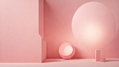 The primary subject of the image is a pink wall with a light shining on it. The setting is a room with a pink background. The visual style is a photo, and the colors and mood are predominantly pink, creating a warm and inviting atmosphere.