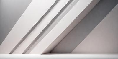 The primary subject of the image is a white wall with a pattern of triangles. The setting is a room with a white background, and the visual style appears to be a photo. The dominant colors are white and gray, creating a clean and minimalist atmosphere.