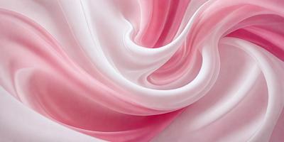 The primary subject of the image is a pink and white fabric, which appears to be a piece of silk. The setting is a close-up of the fabric, showcasing its texture and pattern. The visual style is a detailed, artistic representation of the fabric, possibly as a digital art or illustration. The colors and mood of the image are predominantly pink and white, creating a soft and elegant atmosphere.