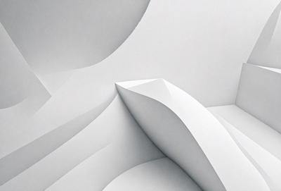 The primary subject of the image is a white paper with a curved design on it. The paper appears to be a piece of art or a decorative item. The setting is a white background, which provides a clean and minimalistic appearance. The visual style is a combination of art and design, as the paper is crafted to create a unique and eye-catching pattern. The colors and mood of the image are predominantly white, giving it a clean and modern feel.
