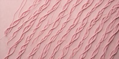 The primary subject of the image is a close-up of a pink, swirly, and curly surface. The setting is a pink background, and the visual style appears to be a combination of a photo and a digital art or illustration. The colors and mood of the image are predominantly pink, creating a warm and inviting atmosphere.