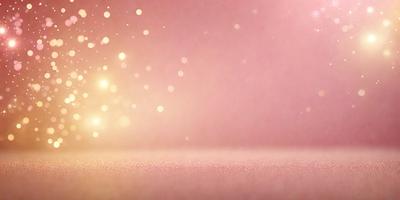 The primary subject of the image is a pink background with a pattern of sparkling lights. The setting is a pink surface, and the visual style is a combination of a photo and digital art. The colors and mood of the image are predominantly pink, creating a warm and inviting atmosphere.