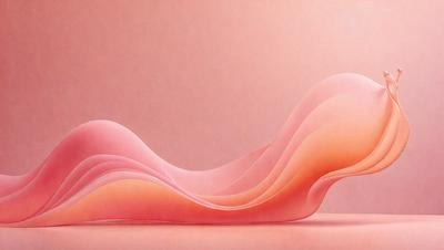 The primary subject of the image is a large, curved, and pink sculpture. The setting is a pink background, which complements the sculpture's color. The visual style is a combination of digital art and illustration, creating a unique and eye-catching piece. The colors and mood of the image are predominantly pink, giving it a warm and inviting atmosphere.