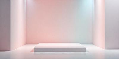 The primary subject of the image is a white wall with a pink background. The setting is a room with a white floor. The visual style is a photo, and the colors and mood are predominantly white and pink, creating a clean and warm atmosphere.