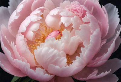The primary subject of the image is a large, pink flower with white petals. The flower is the main focus of the image, and it is set against a backdrop of a pink background. The visual style of the image is a close-up of the flower, showcasing its details and beauty. The dominant colors in the image are pink and white, creating a soft and delicate atmosphere.