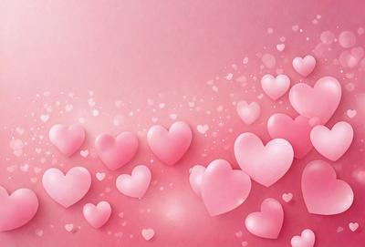 The primary subject of the image is a large number of pink hearts arranged in a visually appealing manner. The hearts are scattered across the background, creating a sense of depth and dimension. The visual style of the image is a combination of digital art and illustration, with the hearts appearing to be both drawn and digitally manipulated. The dominant colors in the image are pink, which creates a warm and inviting atmosphere.