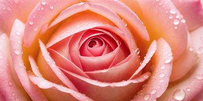 The primary subject of the image is a pink rose with drops of water on it. The rose is the main focus of the image, and it is set against a backdrop of water droplets. The visual style of the image is a close-up of the rose, showcasing its details and texture. The colors in the image are predominantly pink, which gives the image a warm and romantic atmosphere.