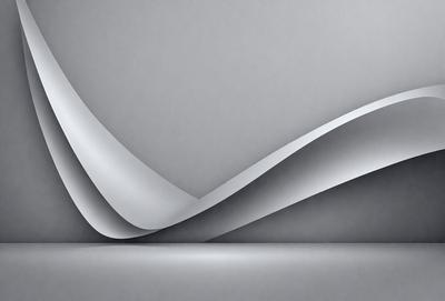 The primary subject of the image is a large, curved, and white structure. The setting is a gray background, which contrasts with the white structure. The visual style appears to be a combination of digital art and illustration, creating a unique and artistic representation. The colors and mood of the image are predominantly white and gray, giving it a clean and minimalist appearance.