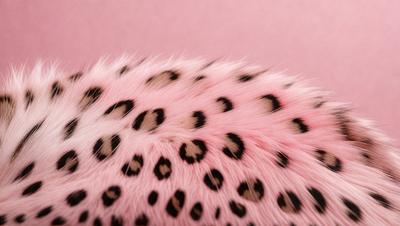 The primary subject of the image is a close-up of a pink and black leopard print fabric. The setting is a pink background, which creates a contrast with the fabric. The visual style is a photo, showcasing the intricate pattern of the leopard print. The colors and mood of the image are predominantly pink and black, giving it a bold and eye-catching appearance.