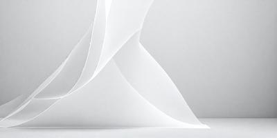 The primary subject of the image is a white sheet of paper with a curved design on it. The paper appears to be folded or manipulated in a way that creates a visually interesting pattern. The setting is a white background, which provides a clean and minimalist appearance to the paper design. The visual style of the image is a combination of artistic expression and technical skill, as the paper has been carefully manipulated to create the desired effect. The colors and mood of the image are predominantly white, giving it a clean