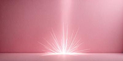 The primary subject of the image is a bright light source, possibly a light bulb or a laser, emitting a stream of light. The light is shining on a pink background, creating a visually striking scene. The visual style of the image is a combination of photo and digital art, as the light source appears to be a digital creation. The colors and mood of the image are predominantly pink, creating a warm and inviting atmosphere.