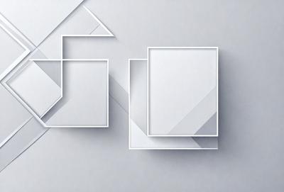The primary subject of the image is a set of four square white boxes. The setting is a white background, which creates a clean and minimalist appearance. The visual style is digital art, as the boxes are arranged in a geometric pattern. The colors and mood of the image are predominantly white, giving it a calm and serene atmosphere.