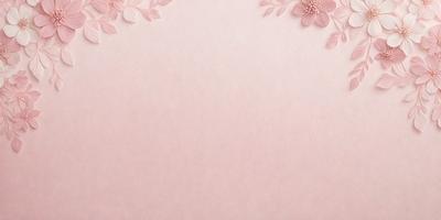 The primary subject of the image is a pink background with a pattern of flowers. The setting is a pink wall, and the visual style is a combination of a photo and digital art. The dominant colors are pink and white, creating a warm and inviting atmosphere.
