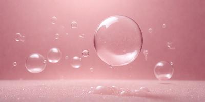 The primary subject of the image is a large, pink bubble floating in the air. The setting is a pink background, which adds to the overall mood of the scene. The visual style of the image is a combination of photo and digital art, creating a unique and eye-catching effect. The colors and mood of the image are predominantly pink, giving it a warm and inviting atmosphere.