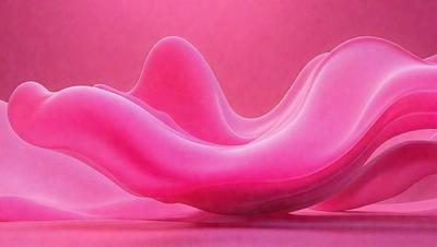 The primary subject of the image is a pink, curved, and shaped piece of art, possibly a sculpture or a piece of digital art. The setting is a pink background, which complements the artwork. The visual style is a combination of photo and digital art, creating a unique and eye-catching piece. The colors and mood of the image are predominantly pink, giving it a warm and inviting atmosphere.