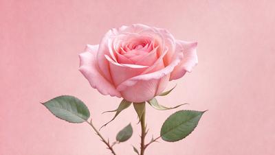The primary subject of the image is a single pink rose. The rose is placed on a pink background, which creates a visually appealing contrast. The visual style of the image is a close-up of the rose, showcasing its details and beauty. The colors and mood of the image are predominantly pink, giving it a warm and romantic atmosphere.