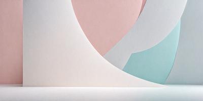 The primary subject of the image is a white paper with a pink and blue design on it. The paper is placed on a table, which serves as the setting. The visual style of the image is a combination of digital art and illustration, as the paper appears to be a digital art piece with a creative design. The colors and mood of the image are predominantly pink and blue, giving it a warm and inviting atmosphere.