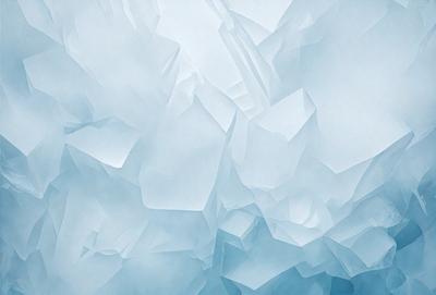 The primary subject of the image is a large, abstract, and colorful ice formation. The setting is a blue sky, which serves as the backdrop for the ice formation. The visual style of the image is a combination of digital art and illustration, creating a unique and eye-catching pattern. The dominant colors in the image are blue and white, giving the ice formation a cool and refreshing appearance.
