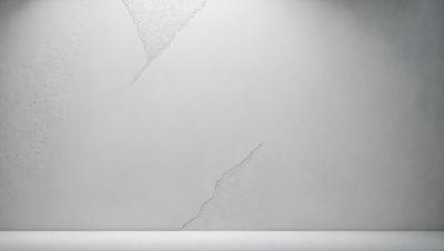The primary subject of the image is a wall with a crack in it. The setting is a room with a white wall, and the visual style is a photo. The colors and mood of the image are predominantly white, giving it a clean and minimalist appearance.