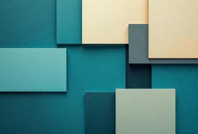 The primary subject of the image is a blue wall with a pattern of squares. The setting is a room with a blue wall, and the visual style is a patterned wall. The dominant colors are blue and white, creating a calm and soothing atmosphere.