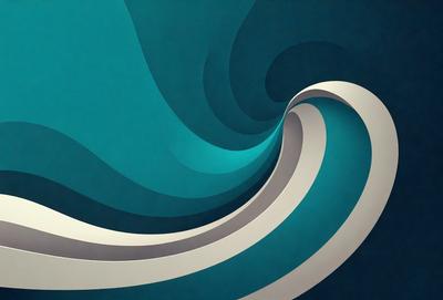 The primary subject of the image is a blue and white spiral pattern. The setting is a blue background, and the visual style appears to be a digital art or illustration. The dominant colors are blue and white, creating a calm and soothing atmosphere.