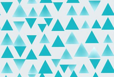 The primary subject of the image is a pattern of triangles, which are arranged in a blue and white color scheme. The setting is a white background, and the visual style appears to be a digital art or illustration. The dominant colors are blue and white, creating a calm and soothing atmosphere.